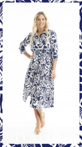 Hayman Navy Collar Midi Dress